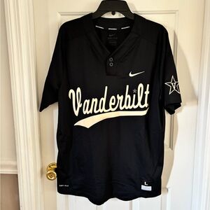 Men’s Vanderbilt Baseball Black Nike Short Sleeved SEC College Buttoned Jersey L